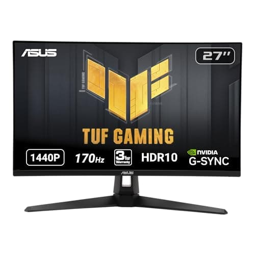 ASUS TUF Gaming 27" 2K HDR Monitor (VG27AQ1A) - QHD (2560 x 1440), IPS, 170Hz (Supports 144Hz), 1ms, Extreme Low Motion Blur, Speaker, G-SYNC Compatible, VESA Mountable, DisplayPort, HDMI