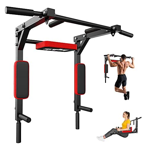 syzythoy Multifunctional Wall Mounted Pull Up Bar Chin Up bar,Dip Station for Home Gym,Indoor Workout,Support to 440Lbs