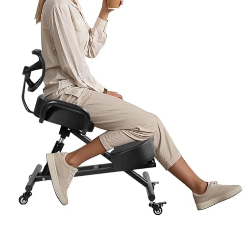 Kneeling Chair, Ergonomic Kneeling Chair with Back Support, kneelings Office Chairs with Adjustable Height and Lumbar Support for Banking Meeting Room Office Home Reception,Improve Postures