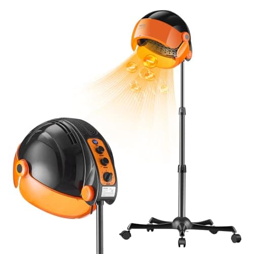 VEVOR Ionic Hooded Hair Dryer with Variable Speed & Temperature Adjustment, 1875W, Sit Under Hair Dryer with Timer for Beauty Salon Home Spa, Black Ionic W/ Timer