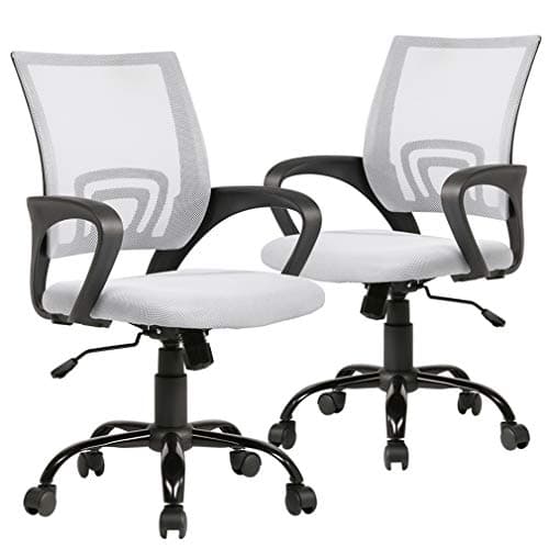 BestOffice Office Chair Mid Back Desk Chair1 Ergonomic Mesh Computer Gaming with Larger Seat, Executive Height Adjustable Swivel Task with Lumbar Support Armrest for Women Adults Women, Men White