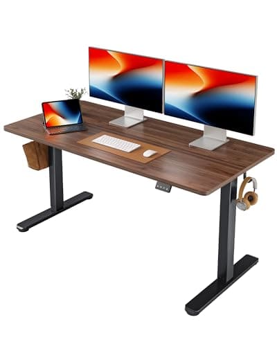 FEZIBO Electric Standing Desk, Height Adjustable Stand up Desk, 55 x 24 Inches Sit Stand Home Office Desk, Computer Desk, Black Walnut