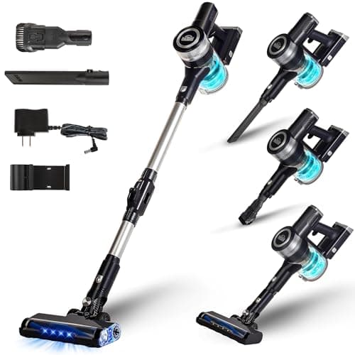 Bison Edge Cordless Vacuum Cleaner, 6-in-1 Powerful Suction with Brushless Motor with a 2500 mAh Battery, 180° Bendable Stick, Lightweight, for Carpet and Hard Floor