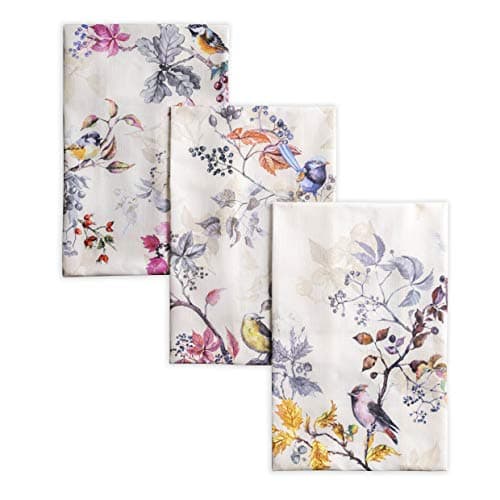 Maison d' Hermine Kitchen Towels Set of 3 100% Cotton 20" x 27.5" Reusable Cloth Tea Dish Towels Absorbent with Hanging Loop for Kitchen Dining Thanksgiving Christmas Decorations (Equinoxe - Beige)