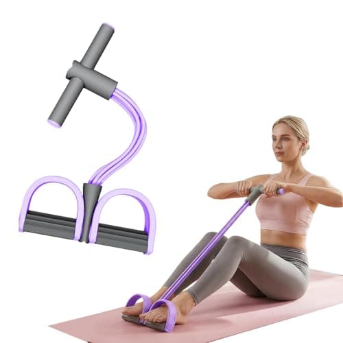 Pedal Resistance Bands with Handles, Multifunction Elastic Yoga Resistance Band, Natural Rubber Foot Pedal Resistance Bands, Stretching Workout Fitness Bands for Abdomen, Waist, Arm, Leg (Purple)