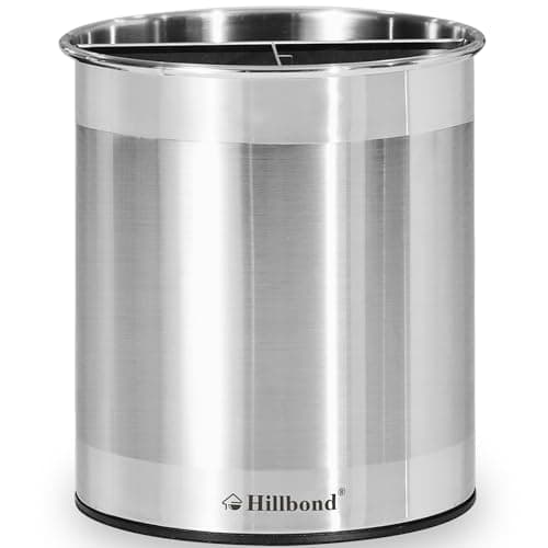 Hillbond 7.5x6.9 Inch EXTRA LARGE Utensil Holder for Countertop, Stainless Steel Rotating Organizer with Removable Divider, Space-Saving for Large Kitchen Utensils Set & Spacious Kitchens