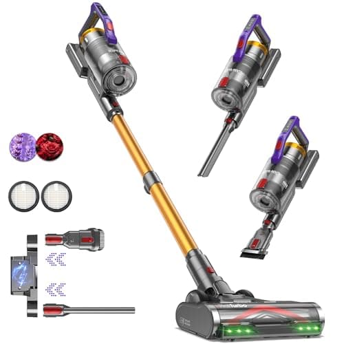 KIPMAX Cordless Vacuum Cleaner, 50KPa 550W Stick Vacuum for Home, 70Mins Anti-Tangled Vacuum Cleaner for Pet Hair/Carpet/Floor, Self-Standing Vacuum with Rechargeable Battery, LED Display&Aromatherapy