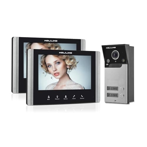 WOLILIWO Wired Video Intercom System, 7 Inch Ring Video Doorbell with IR Night Vision Support Remote Unlock, Dual-Way Intercom for Villa House Office Apartment with 1-Camera and 2-Monitor