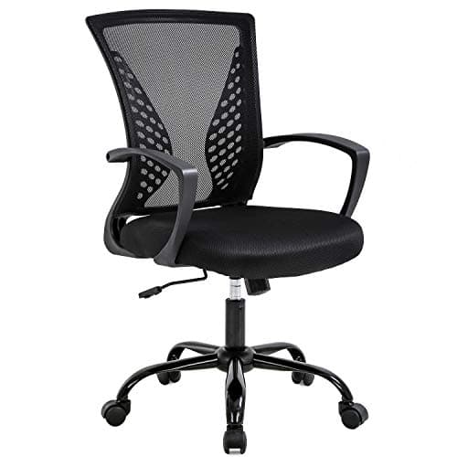 BestOffice Office Chair Ergonomic Desk Chair Mesh Computer Chair with Lumbar Support Armrest Mid Back Rolling Swivel Adjustable Task Chair for Women Adults, Black