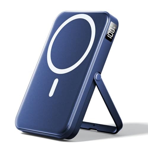 LENUTO Magnetic Power Bank 10000mAh with for MagSafe Charging,PD 22.5W Fast Charge,Foldable Stand,Dual USB Output,LED Display (Dark Blue)