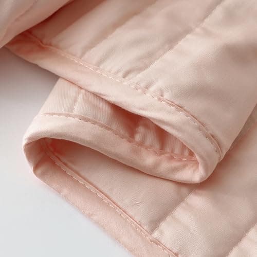 Baloo Weighted Blanket for Kids and Adults (Petal Pink - 9lbs 40"x60" - Mini Size) | Cooling & 100% Cotton Material | Machine Washable & Dryer Safe | with Glass Microbead Fill