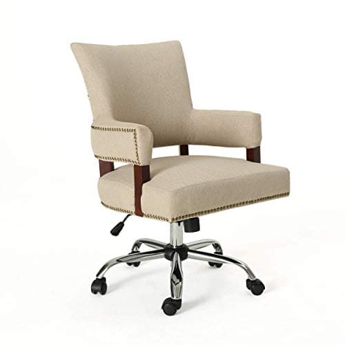 Great Deal Furniture May Traditional Home Office Chair, Wheat and Chrome 27.25D x 25.5W x 37H in