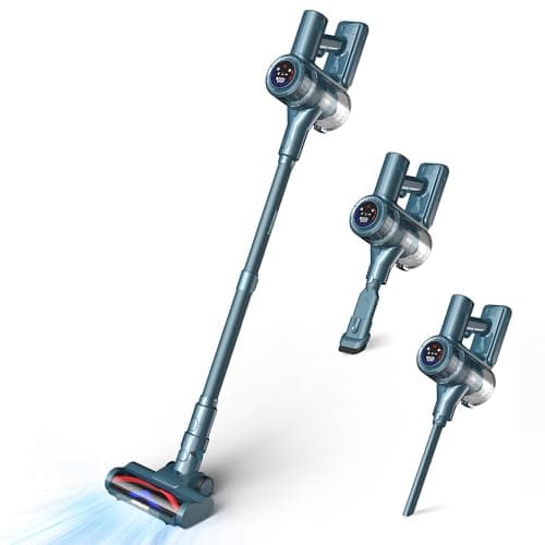 Cordless Vacuum Cleaner,33KPA/400W Powerful Stick Vacuum with Auto Suction Mode,Max 50Mins Runtime,LED Display,Rechargeable&Anti-Tangle,Lightweight Vacuum Cleaners for Home/Pet Hair/Carpets/Hard Floor