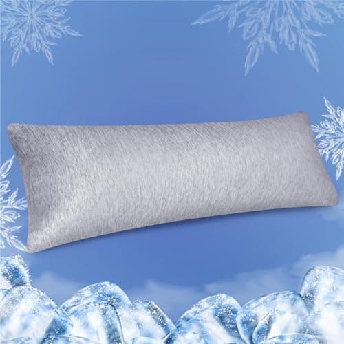 Fittia Body Cooling Pillow Cases for Hot Sleepers, 20x54 Inches, Breathable Body Cooling Pillow Covers with Hidden Zipper, Both Sides Q-Max>0.45, Ideal for Night Sweats, Grey