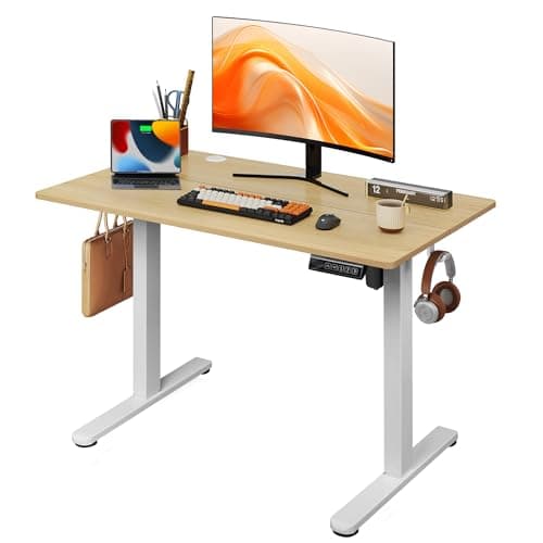 DEVAISE 40 Inch Electric Standing Desk, 3 Adjustable Height Stand up Desk for Home Office, Ergonomic Sit to Stand Desk with LED Touchscreen, 3 Memory Preset Computer Desk (Maple)