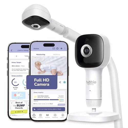 Hubble Connected SkyVision AI-Enhanced Smart Camera Baby Monitor with Secure Connection, Crib Mount, Remote Pan Tilt Zoom, 2-Way Talk, Night Vision, Nightlight, Soothing Sounds, Wellness Tracker, App