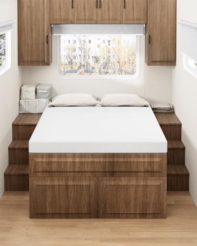 Zenzy RV King Mattress, 4" Memory Foam Mattress Topper, CertiPUR-US Certified, Pressure-Relieving, Washable Cover, 72"x80" for Class A Motorhomes/Luxury RVs