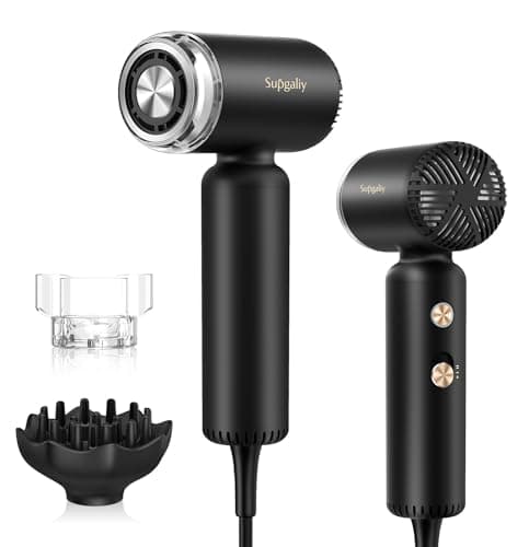 Lightweight Mini Hair Dryer,Professional High-Speed Brushless Motor Ionic Blow Dryer for Fast Drying, Magnetic Wall Mounted Diffuser Concentrator, Quiet Small Hairdryer