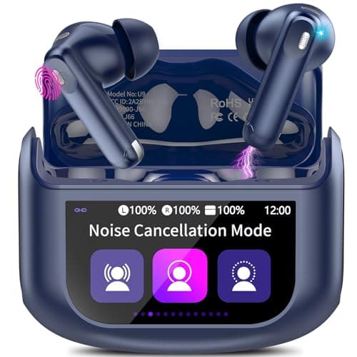 Wireless Earbuds, Bluetooth 5.4 Headphones with Multifunctional Touch Screen, 48H Bass Stereo Ear Buds with ANC/ENC Noise Cancelling/Transparency Mode, IPX7 Earphones with 5 EQ Modes, Dark Blue