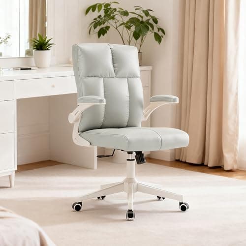 balmstar Leather Office Chair Computer Desk Chair, 360° Swivel Rolling Wheels, Adjustable Tilt Angle 90°-135° with Lumbar Support Executive Chair for Home Office with 350 LBS Capacity(Gray)