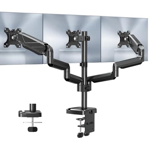 MOUNT PRO Triple Monitor Mount, 3 Monitor Desk Arm fits Three Max 27" LCD Computer Screens, up to 17.6lbs Each, Premium Gas Spring Display Stand with Tilt Swivel Rotation, Vesa Mount 75x75,100x100