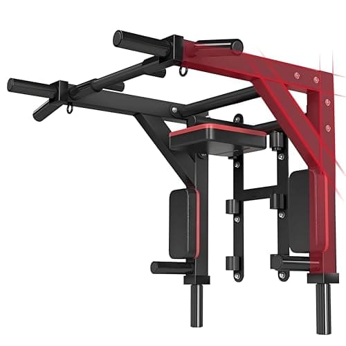 HAKENO Multifunctional Wall Mounted Pull Up Bar Chin Up bar,Dip Station for Indoor Home Gym Workout,Power Tower Set Gym Equipment 800LBS