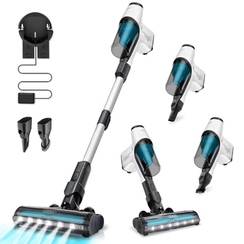 Gevi Cordless Stick Vacuum Cleaner, Vacuum Cleaners for Home with Crevice Tool and Dust Brush, Ultra Lightweight, Up to 45mins Battery Runtime, Quick Clean-Up for Hard Floors, Carpets and Upholstery