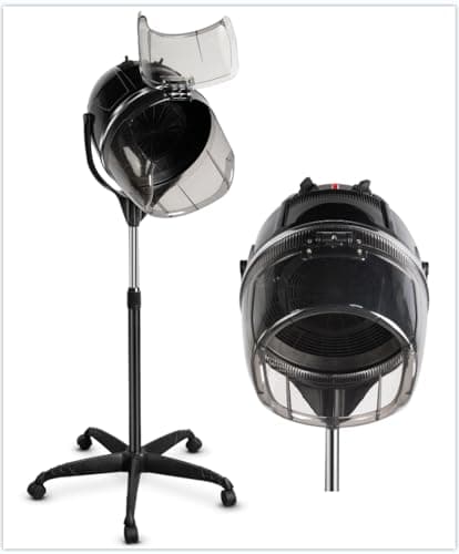 TASALON Professional Hooded Bonnet Hair Dryer Stand with Adjustable Timer, Rolling Wheels - Portable Floor Standing Dryer for Home Salon & Beauty Spa Equipment