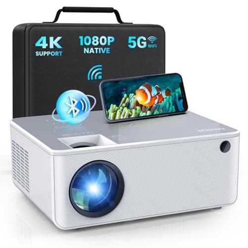 FANGOR 5G WiFi Bluetooth Projector - Native 1080P HD Outdoor Movie Projector , Portable Home Theater Video Projector with Zoom, HiFi Speaker, Compatible with TV Stick/Phone/PC/USB (No Tripod)