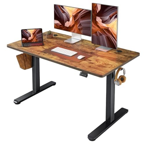 FEZIBO Electric Standing Desk Adjustable Height, 48 x 24 Inch Sit and Stand Desk, Home Office Desk, Ergonomic Workstation Computer Desk, Rustic Brown