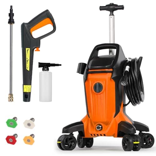 Electric Pressure Washer 4000 PSI 2.8 GPM Power Washer Telescopic Handle and Anti Tipping Technology Pressure Washer with 24FT Pressure Hose and Foam Cannon for Home Car Garden Patio Fence