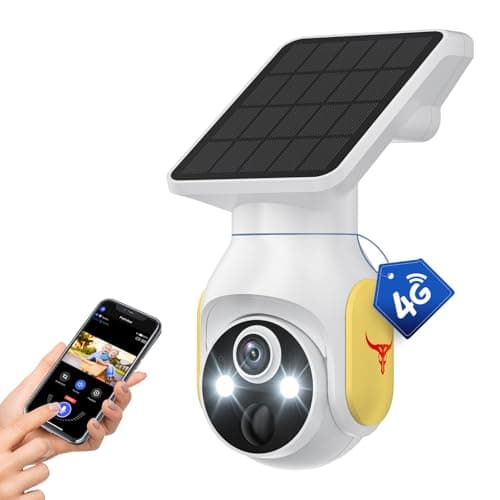 HopeFlex 4G LTE Cellular Security Camera, SIM Card Included, No WiFi Needed, AI Motion Detection, Pan Tilt, 2-Way Talk, Night Vision, Works with Verizon/AT&T/T-Mobile