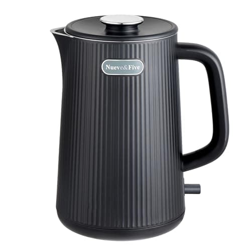 Nueve&Five 1.7L (57oz) Large Electric Kettle Perfect for 7+Cups of Tea and Coffee,2 quarts Double Wall Big Electric Tea Kettle,Auto Shut Off,1200W Hot Water Kettle Electric-Black