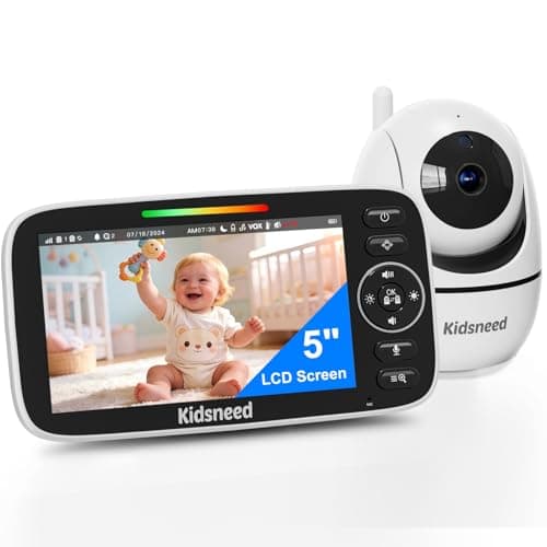 Kidsneed Baby Monitor with Camera and Audio - 5 inch 720P Video Baby Monitor, No WiFi, 48H Battery Life, Night Vision, Two Way Talk, Remote Pan Tilt Zoom, Thermal Monitor,1000 ft Range (530)