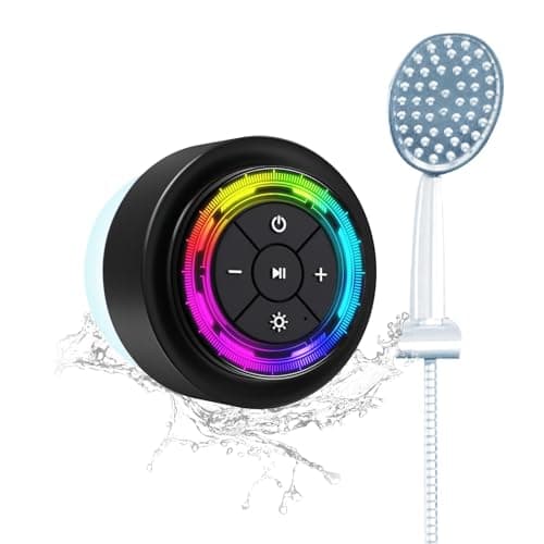 XLeader Pro Bluetooth Shower Speaker (Upgraded) Certified IPX7 Waterproof, 8W Crystal Sound&Rich Bass, 15H Playtime, with RGB Lights, Suction Cup, Silicone Lanyard, Ideal Gifts, SoundAngel Mate(2 Gen)