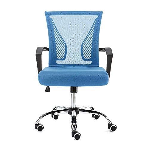 Modern Home Zuna Mid-Back Office Task Chair - Ergonomic Back Supporting Mesh Back Desk Chair (Black/Blue)