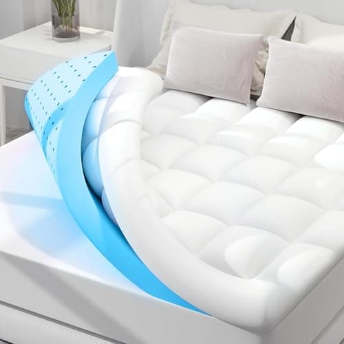 SINWEEK Dual Layer 4 Inch Memory Foam Mattress Topper Full Size, 2 Inch Cooling Gel Memory Foam Plus 2 Inch Extra Thick Pillowtop Cover, Pressure Relieve Soft Mattress Pad,Blue