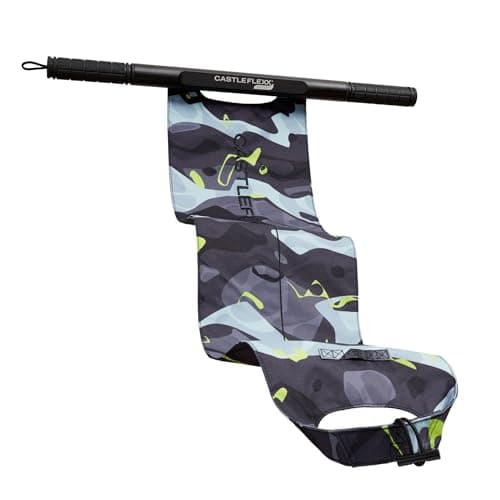 CastleFlexx Sport Mobility and Full Body Strengthening Device |Non-Elastic Stretch Strap with Super-Grip Tactical Silicone Handles for Exercise, Stretching, Therapy & Yoga |Height 5’9” Large Camo