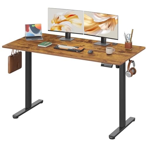 DEVAISE 55 x 28 Inches Electric Standing Desk, Adjustable Height Stand up Desk, 28" Deeper Desktop Sit to Stand Desk with 3 Memory Preset, Adjustable Computer Desk for Home Office (Rustic Brown)
