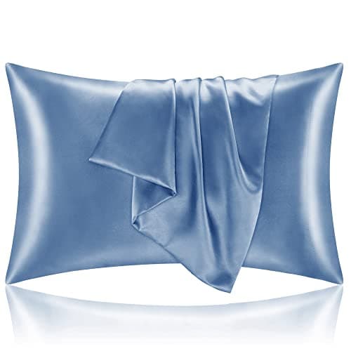 BEDELITE Satin Pillowcase for Hair and Skin, Super Soft and Cooling Similar to Silk Pillow Cases 2 Pack with Envelope Closure, Gift for Women Men(20"x26" Standard Size, Airy Blue)