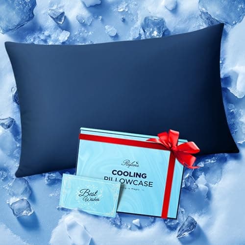 Ice Cooling Pillowcase for Hot Sleepers, Instantly Cool, Stays Cold All Night, Softer Than Silk Pillow Cases, Pillow Covers with Invisible Zipper, Gift for Men & Women - Standard, Navy Blue (1 Pack)