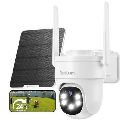 Rebluum AOV Security Camera, 24H Non-Stop Recording, 2K Security Cameras Wireless Outdoor, Cameras for Home Security with 360° PTZ, Solar-Powered, Auto Tracking, 512G Local Storage(Not Include)