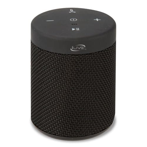 iLive Electronics Waterproof Fabric Wireless Speaker, 2.56 x 2.56 x 3.4 Inches, Built-in Rechargeable Battery, Black (ISBW108B)