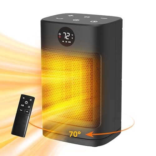 Portable Space Heater for Indoor Use 1500W Personal Ceramic Heater with 3 Heat Settings ECO Mode Overheat Protection Remote Control Small Heater for Room Office Black