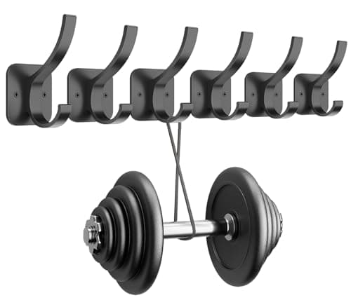 Optish Black Coat Hooks Wall Mount, Wall Hooks for Hanging, Towel Hooks Heavy Duty Backpack Hooks for Hat Coat and Towel (6Pack, Black)