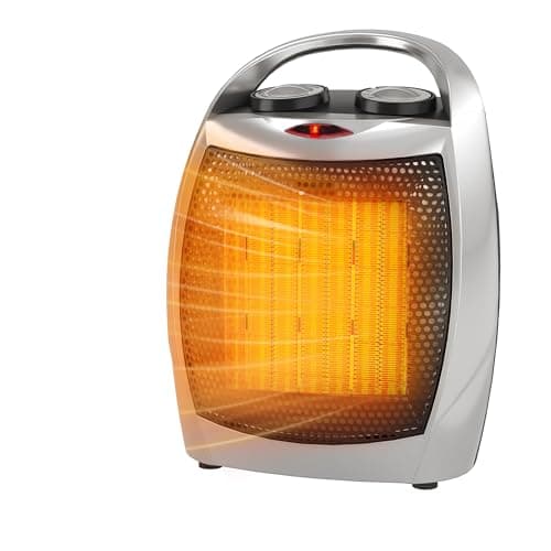 Garvee Portable Electric Space Heater - 1500W/750W Thermostat, 2-in-1 Fast Heating Ceramic Desk Heater & Fan, Safe Quiet <45 dB for Office, Room, Under Desk Use, Tip-Over Overheat Protection, Silver