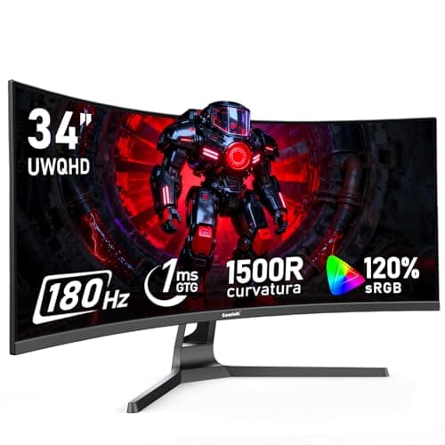 Gawfolk 34 Inch Ultrawide Curved 180Hz Gaming Computer Monitor,1500R PC Screen 21:9 UWQHD (3440x1440),120% sRGB,Adaptive Sync,178° Viewing Angle,Display Port、HDMI,Compatible with Wall mounting -Black