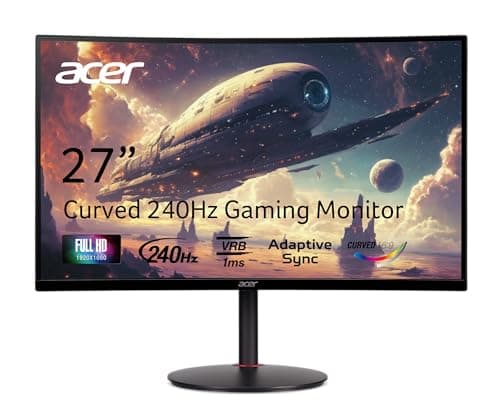 acer Nitro XZ270 Xbmiipx 27" 1500R Curved Full HD (1920 x 1080) VA Zero-Frame Gaming Monitor with Adaptive Sync, 240Hz Refresh Rate and 1ms VRB (Display Port & 2 x HDMI 2.0 Ports), Black