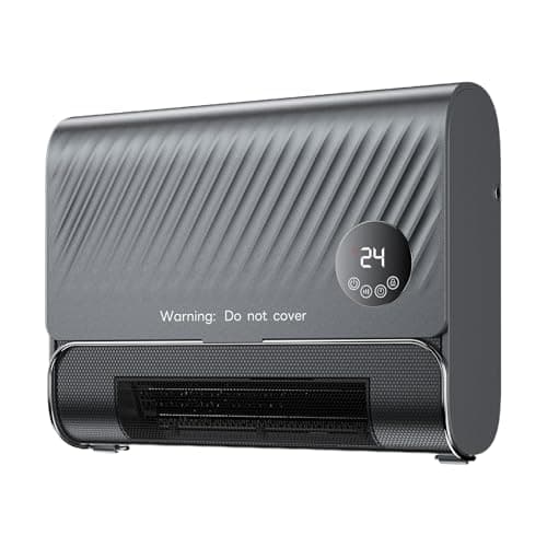 Sweetcrispy Smart Wall Heater, 1500W Fast Heating Electric Space Heater for Indoor Use, Wall Mounted Panel Heater with Remote, 3 Fan Speeds, Overheat Protection for Bedroom, Bathroom, Office–Charcoal