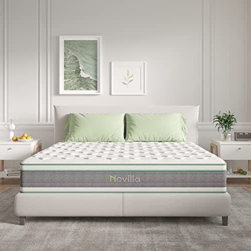 Novilla Full Mattress 12 Inch Hybrid Mattress in a Box, Innerspring Mattresses with Gel Memory Foam for a Cool Sleep, Pressure Relief, Medium Firm with Pillow Top, Groove